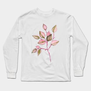 Pink and green leaves Long Sleeve T-Shirt